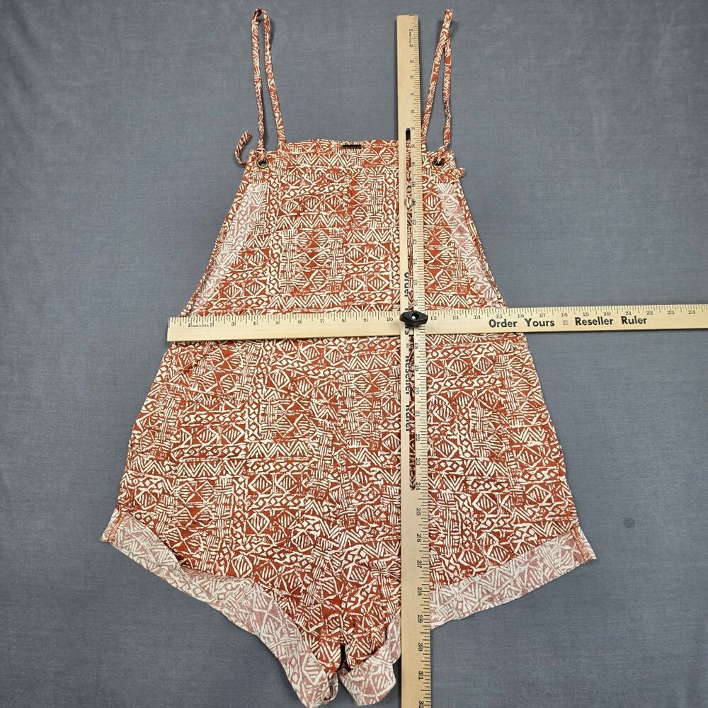 Billabong Womens Rust Red Tribal Print Romper Small Cotton Blend Sleeveless - Picture 4 of 4